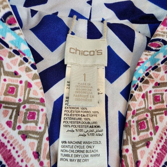 Chico's Reversible Mykonos Medallion Kimono Jacket Topper Size 1 Women Boho Md/8 - Picture 3 of 11
